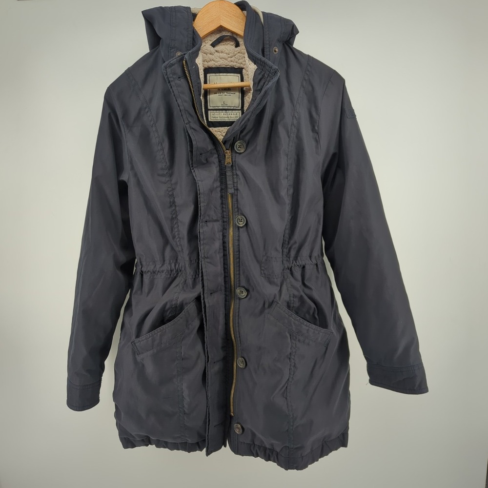 Abercrombie & Fit Jacket Womens Large‎ Black Parka Utility Outerwear With Hood